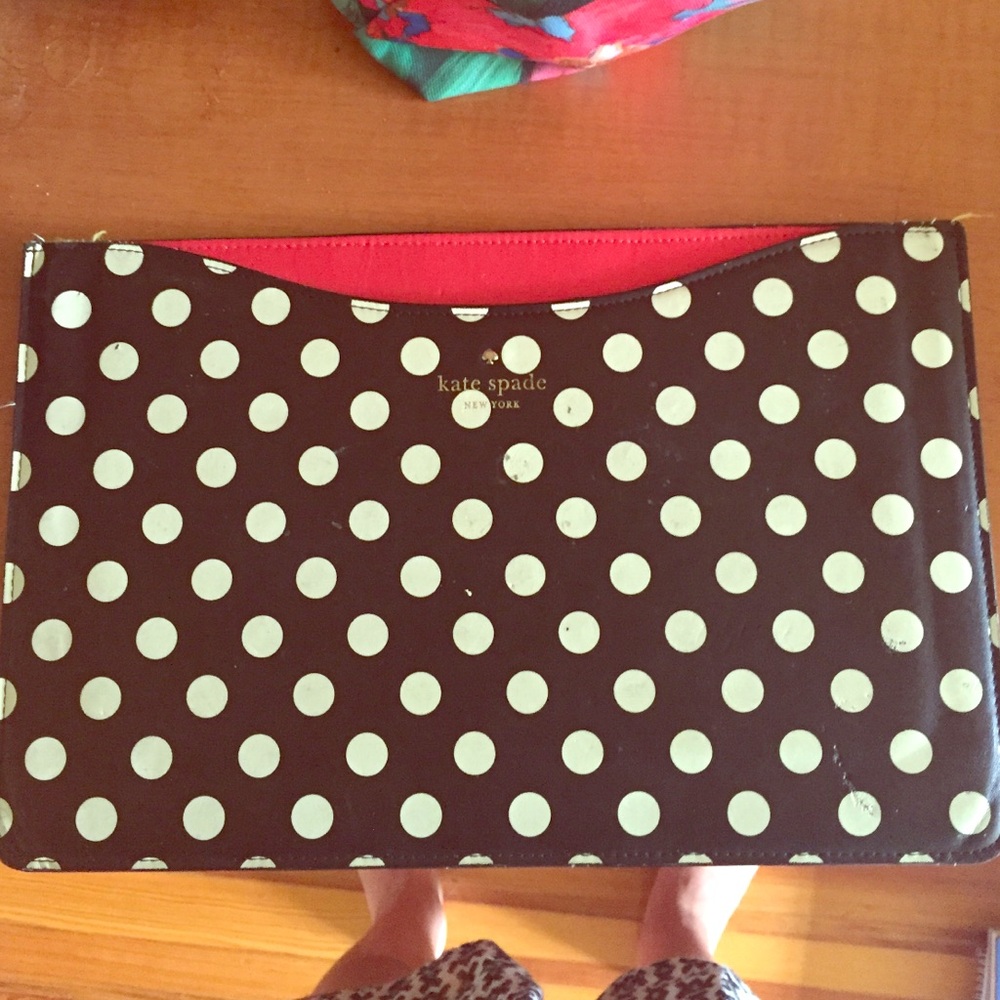 kate spade Brown and White Polka Dot Laptop Case